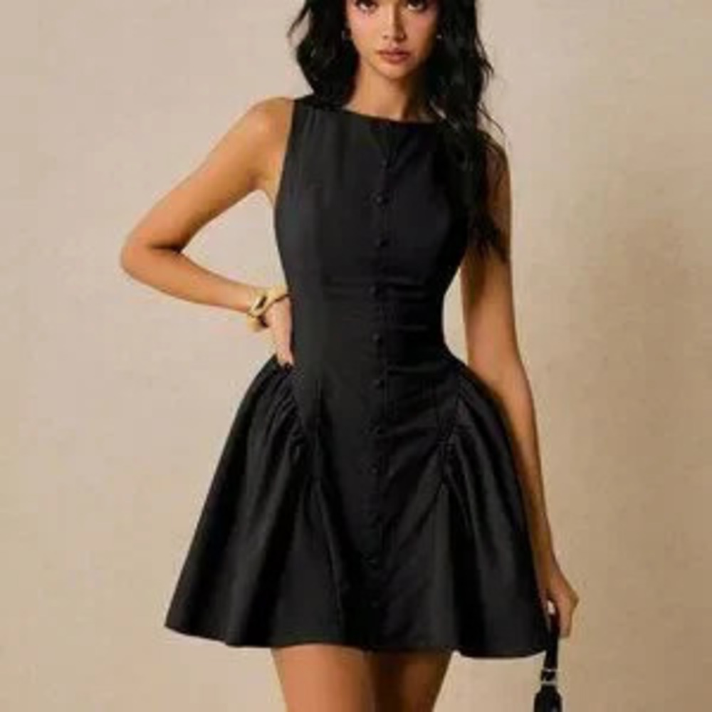 Black Casual Women's Elegant Backless Mini Dress